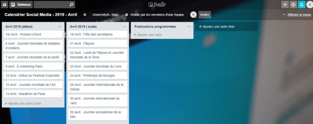 Calendrier Social Media - 2019 - Avril