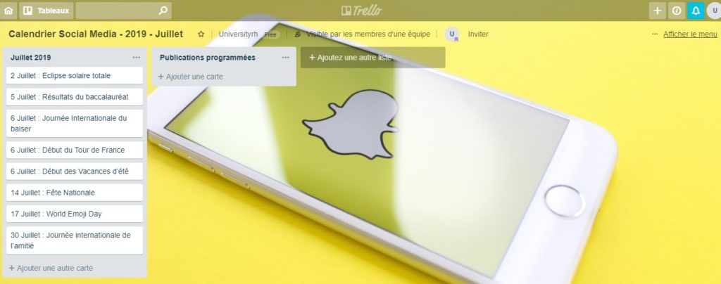 Calendrier Social Media - 2019 - Juillet