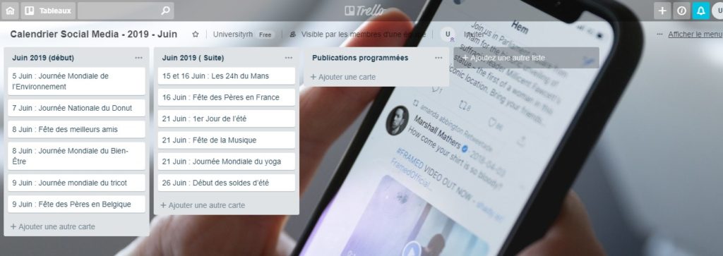 Calendrier Social Media - 2019 - Juin