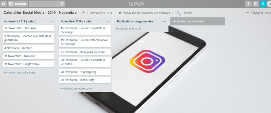 Calendrier Social Media - 2019 - Novembre