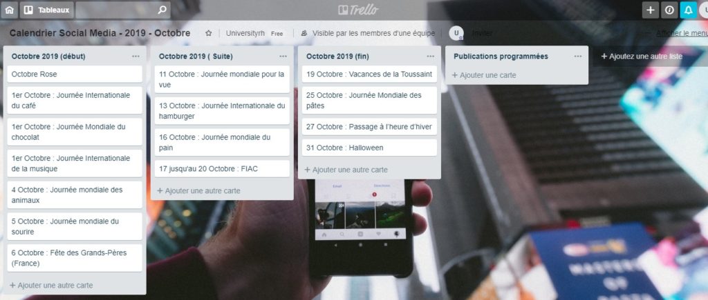 Calendrier Social Media - 2019 - Octobre