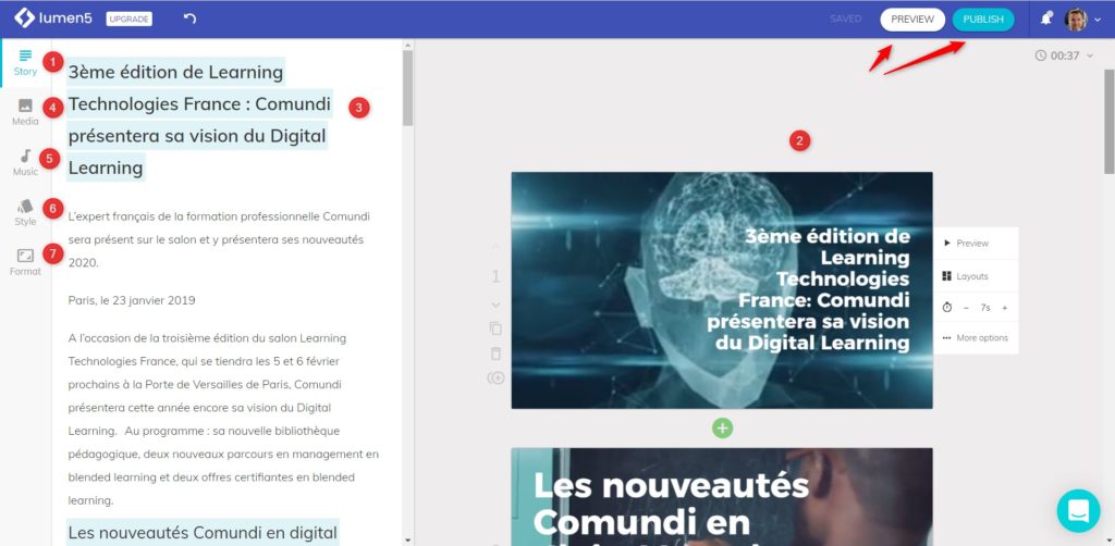 Créer une vidéo animée avec Lumen5 - partie Story