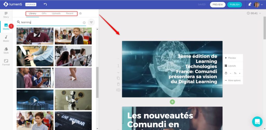 Créer une vidéo animée avec Lumen5 - partie Medias