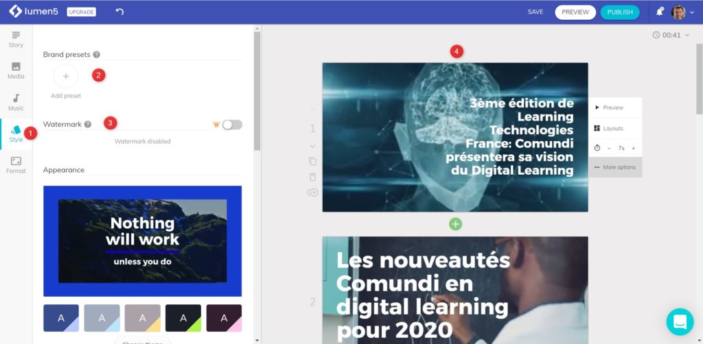 Créer une vidéo animée avec Lumen5 - partie Style