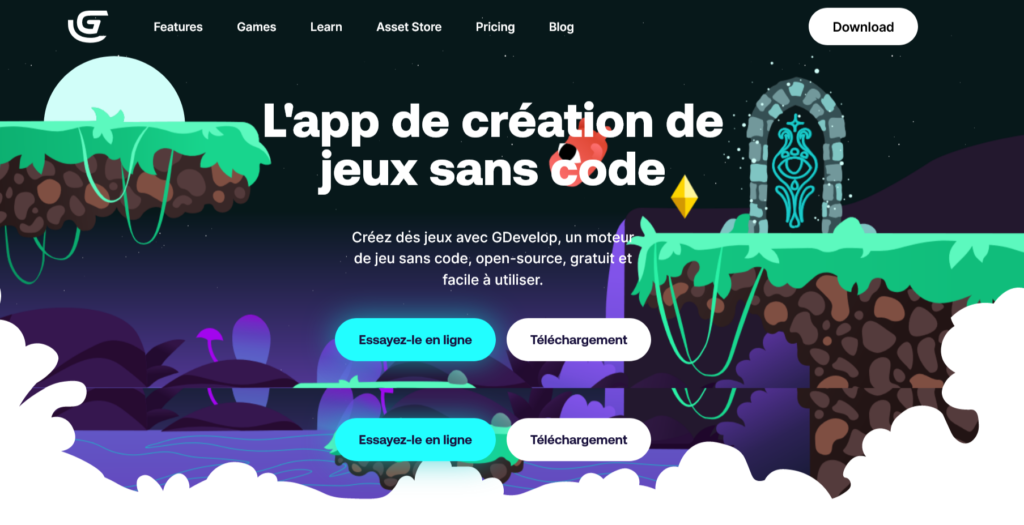 App gratuite de création de jeux sans programmation - GDevelop - gdevelop.io