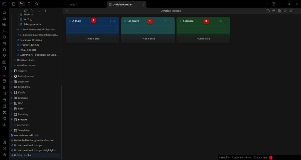 Creation kanban avec Obsidian